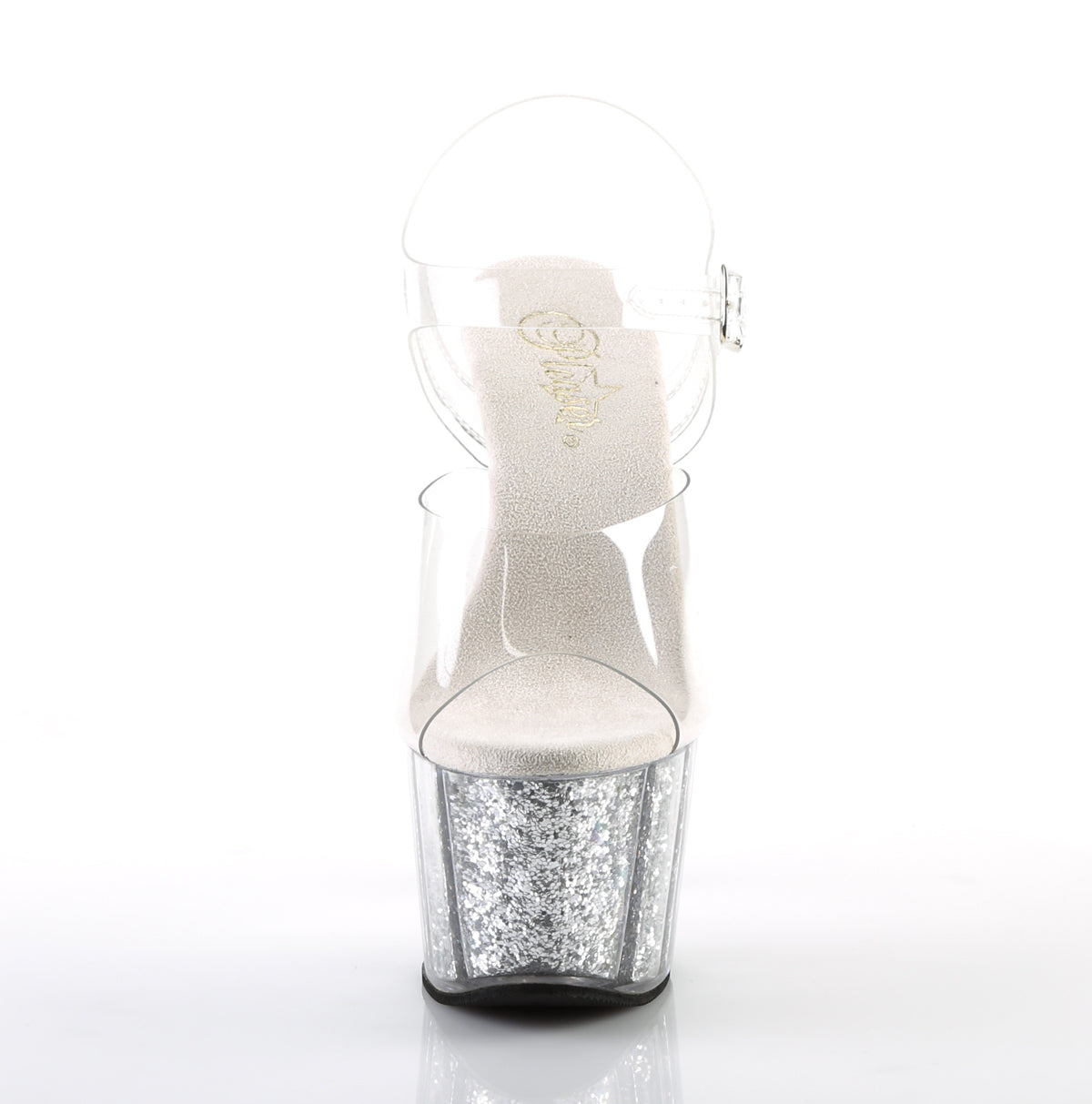 Pleaser Sandales pour femmes ADORE-708g CLR / Silver Glitter Inserts