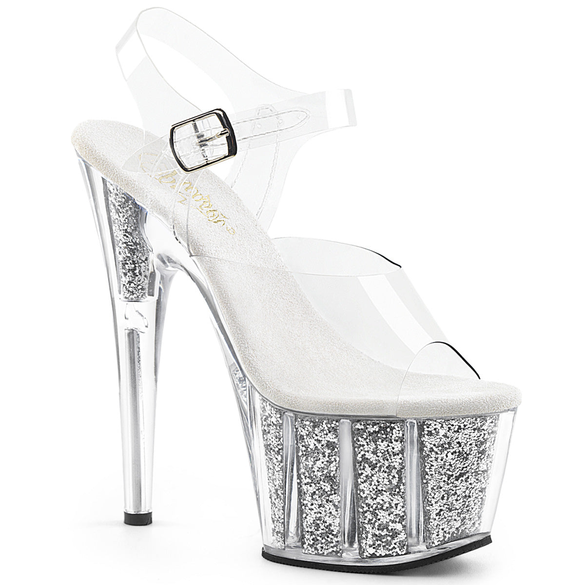 Pleaser Sandales pour femmes ADORE-708g CLR / Silver Glitter Inserts
