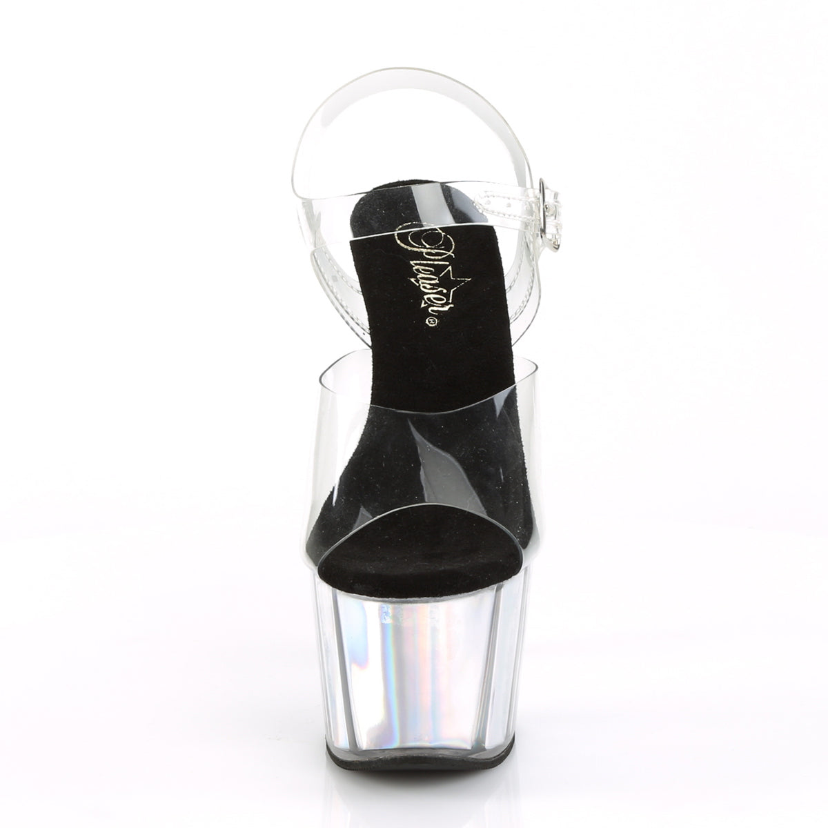 Pleaser Sandales pour femmes ADORE-708HGI Inserts d'hologramme CLR / SLV