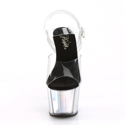 Pleaser Sandales pour femmes ADORE-708HGI Inserts d'hologramme CLR / SLV