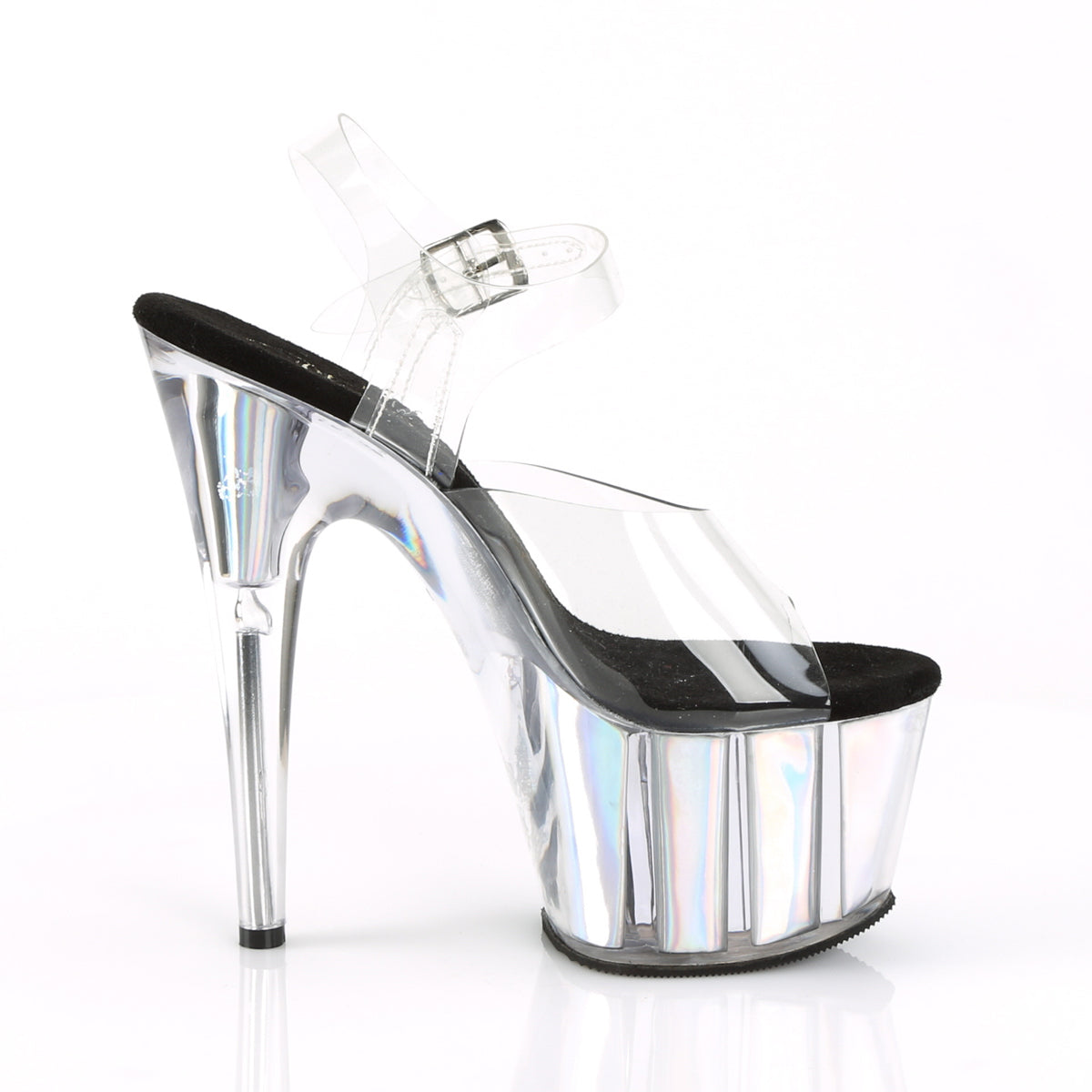 Pleaser Sandales pour femmes ADORE-708HGI Inserts d'hologramme CLR / SLV