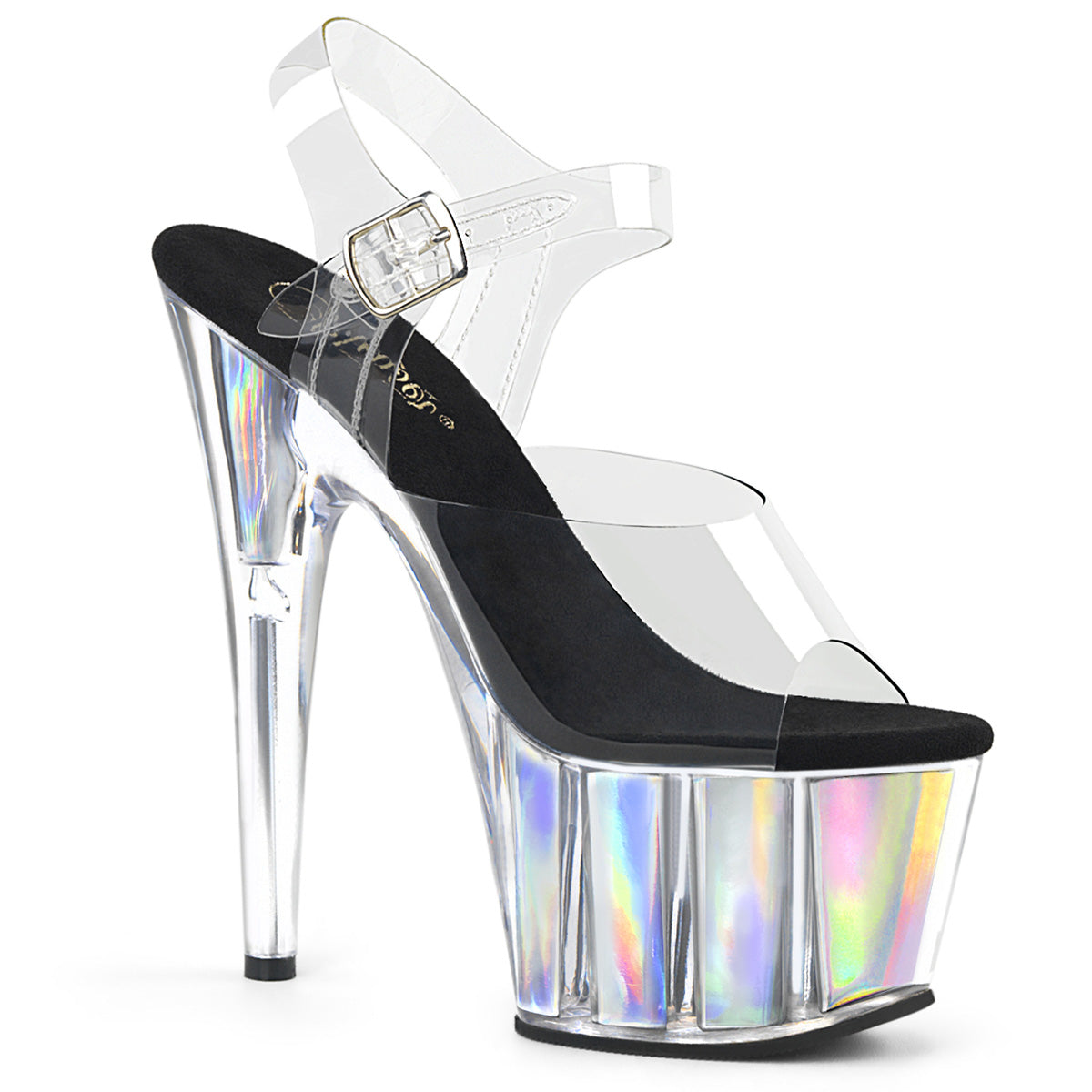 Pleaser Sandales pour femmes ADORE-708HGI Inserts d'hologramme CLR / SLV