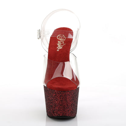 Pleaser Sandales pour femmes ADORE-708hmg CLR / Bourgogne Multi Glitter