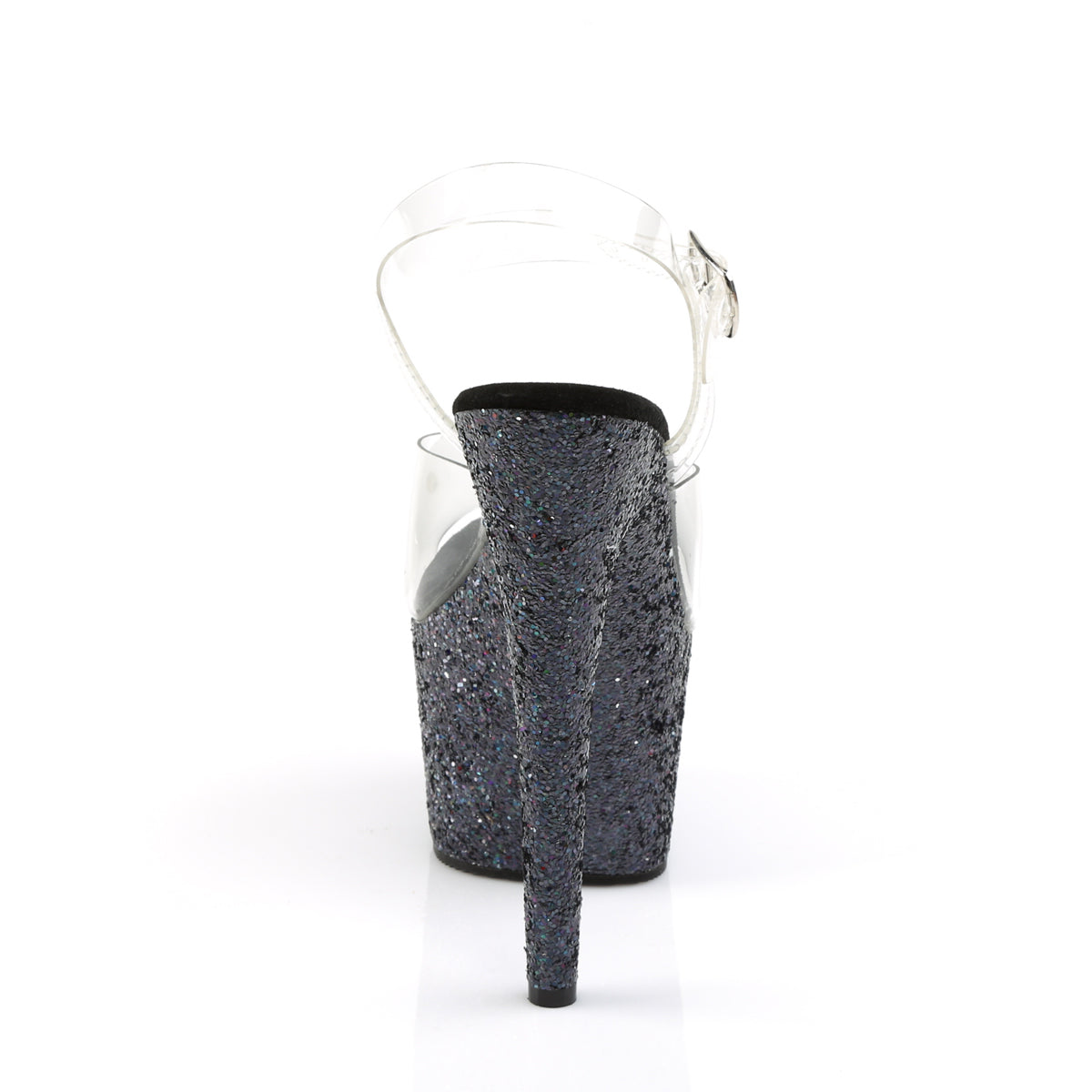 Pleaser Womens Sandals ADORE-708LG Clr/Blk Multi Glitter