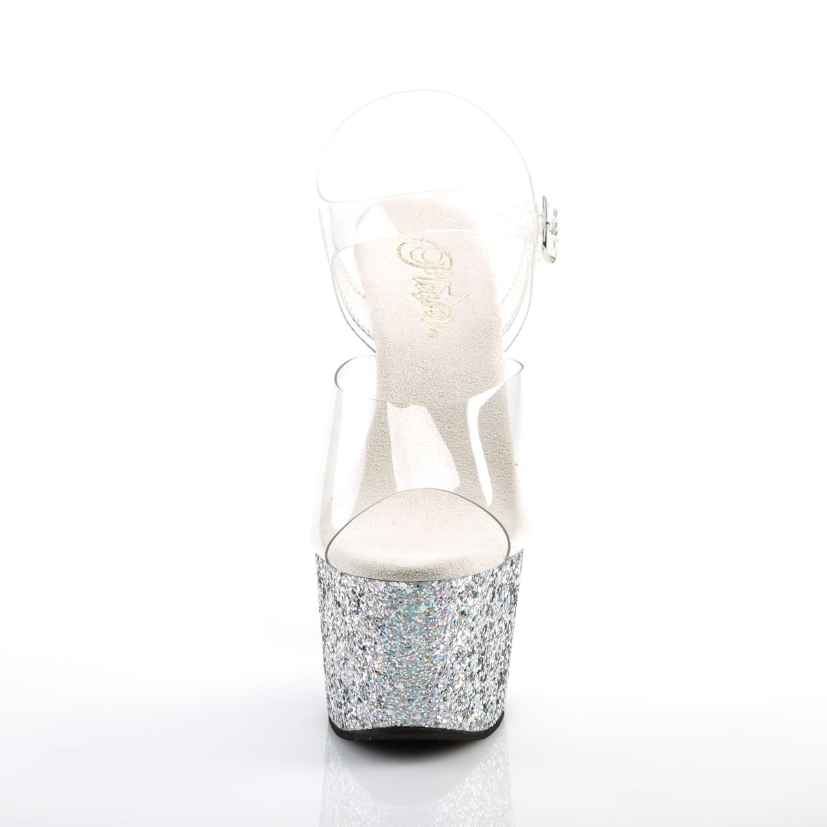 Pleaser Sandales pour femmes ADORE-708LG CLR / SLV Multi Glitter