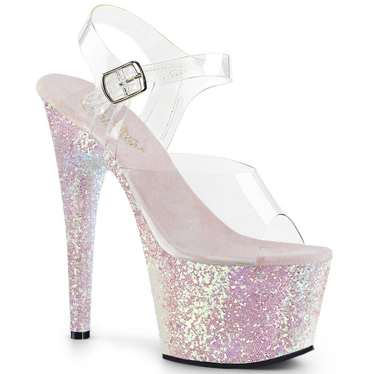 Pleaser Sandales pour femmes ADORE-708LG CLR / opale multi-paillettes