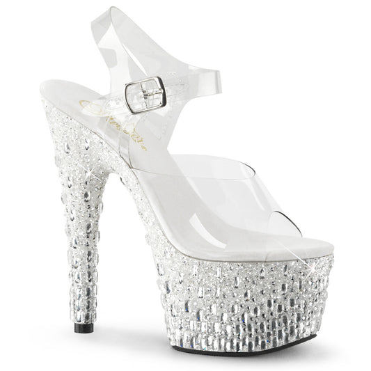 Pleaser Sandales pour femmes ADORE-708MR-5 CLR / WHT-SLV