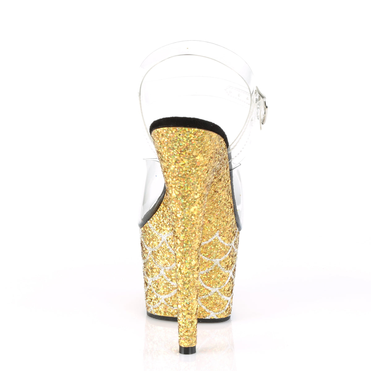 Pleaser Womens Sandals ADORE-708MSLG Clr/Gold Multi Glitter