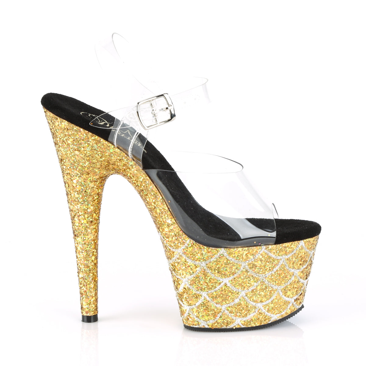 Pleaser Sandales pour femmes ADORE-708mslg CLR / Gold Multi Glitter