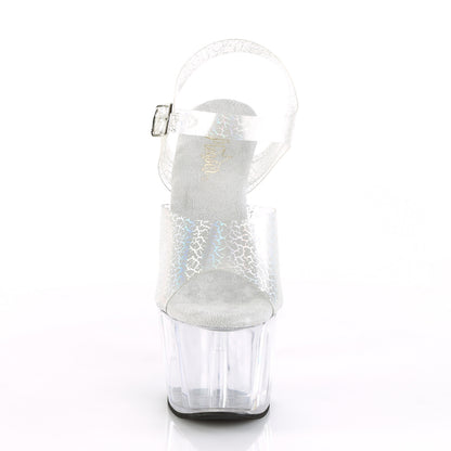Pleaser Womens Sandals ADORE-708N-CK Slv Crackle Hologram TPU/Clr