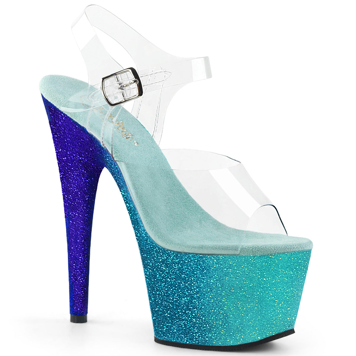 Pleaser Womens Sandals ADORE-708OMBRE Clr/Aqua-Blue Ombre