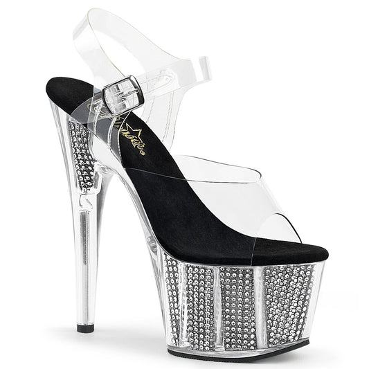 Pleaser Sandales pour femmes ADORE-708SRS CLR / BLK SRS
