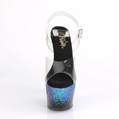 Pleaser Sandales pour femmes ADORE-708ss CLR / BLK-Bleu Multi Glitter