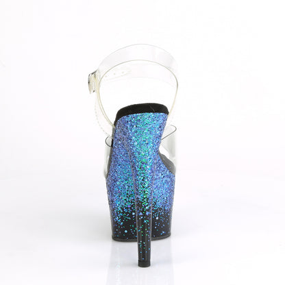 Pleaser Sandales pour femmes ADORE-708ss CLR / BLK-Bleu Multi Glitter