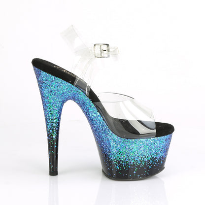 Pleaser Sandales pour femmes ADORE-708ss CLR / BLK-Bleu Multi Glitter