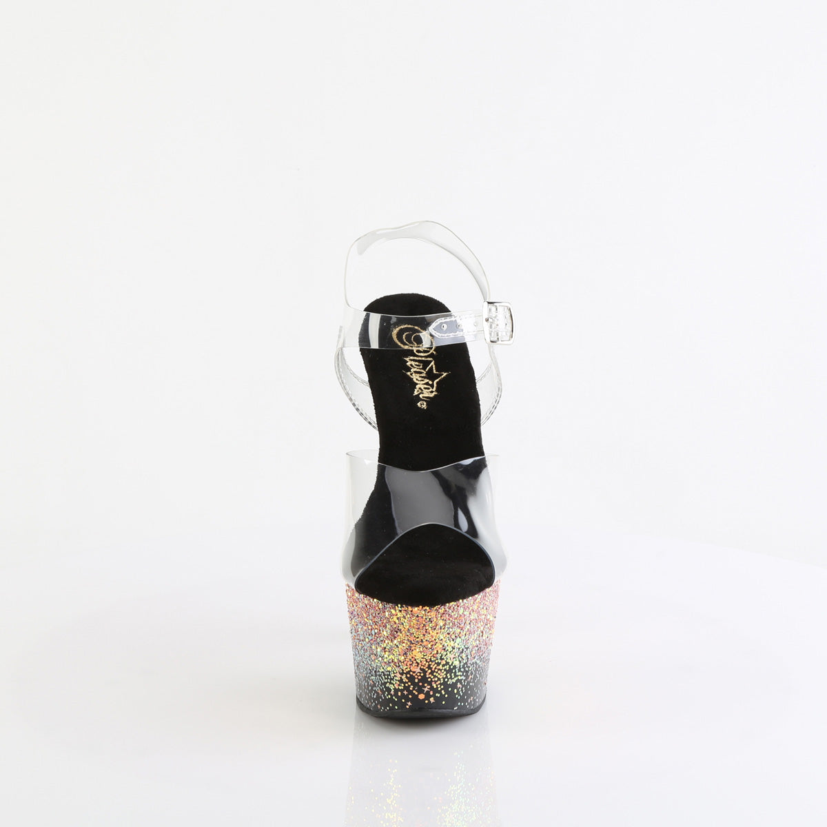 Pleaser   ADORE-708SS Clr/Blk-Dusty Blush Multi Glitter
