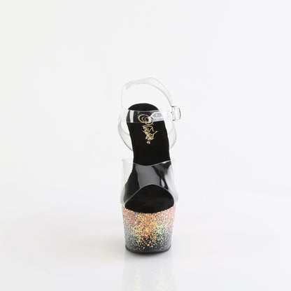Pleaser   ADORE-708SS Clr/Blk-Dusty Blush Multi Glitter
