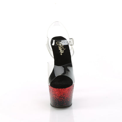 Pleaser   ADORE-708SS CLR / BLK-RED GLITTER