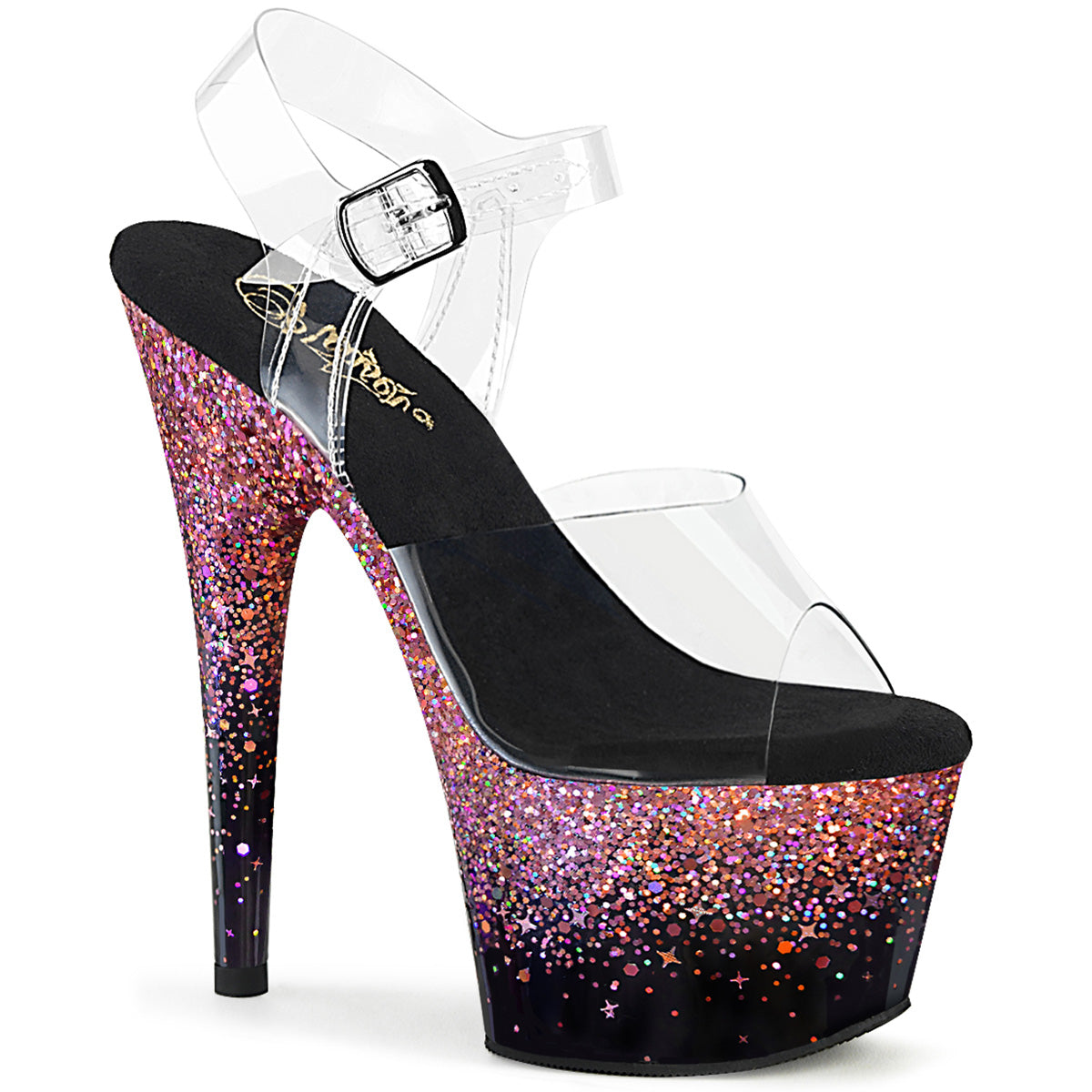 Pleaser   ADORE-708SS CLR / BLK-rose multi-paillettes