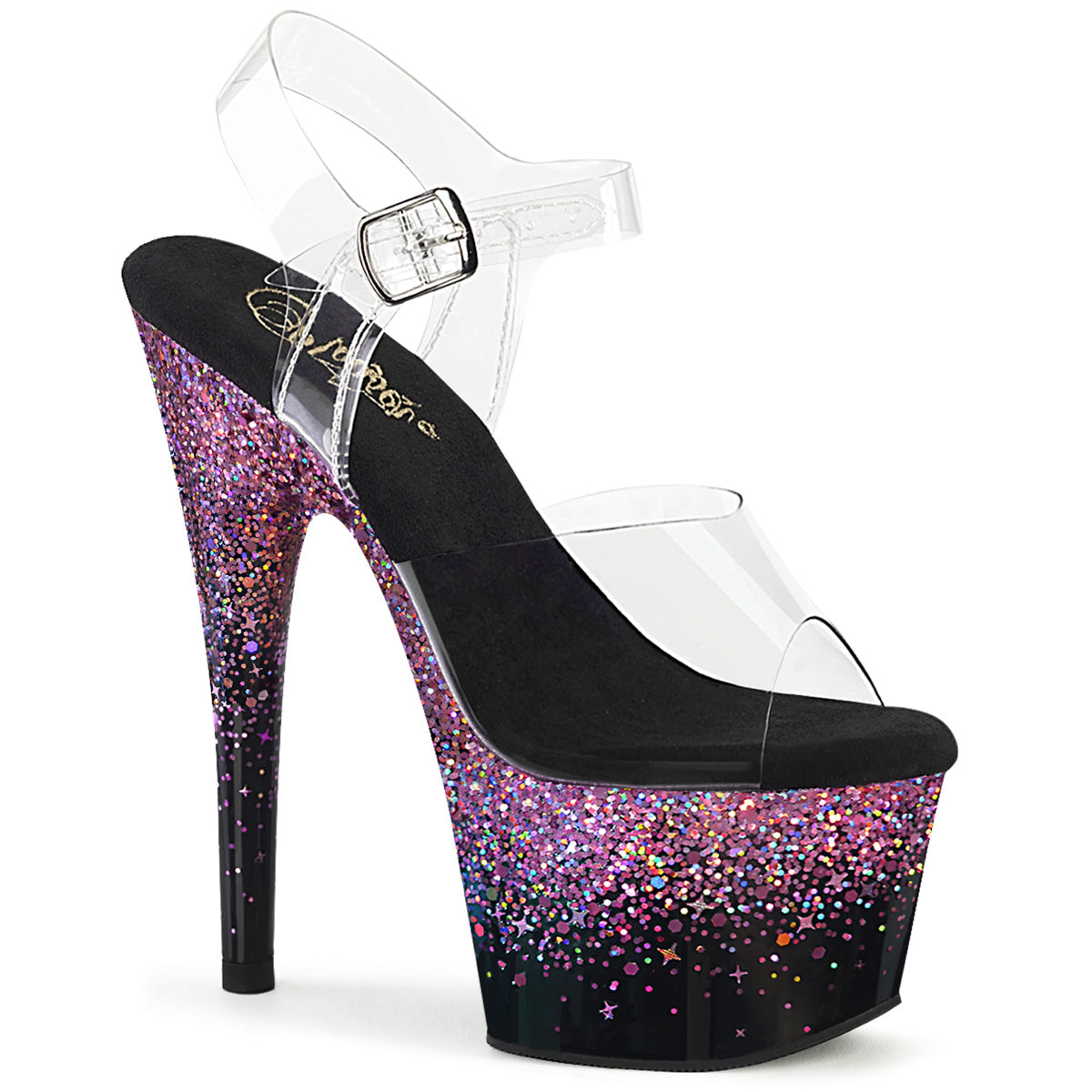 Pleaser   ADORE-708SS CLR / BLK-PURLE MULTITH