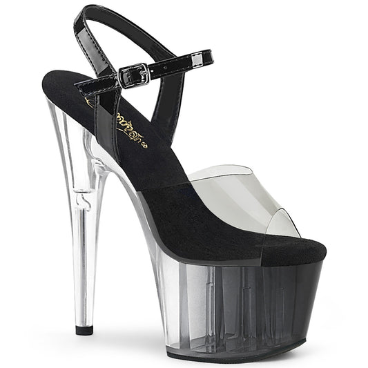 Pleaser Womens Sandals ADORE-708T-1 Smoke-Blk/Blk-Clr Ombre