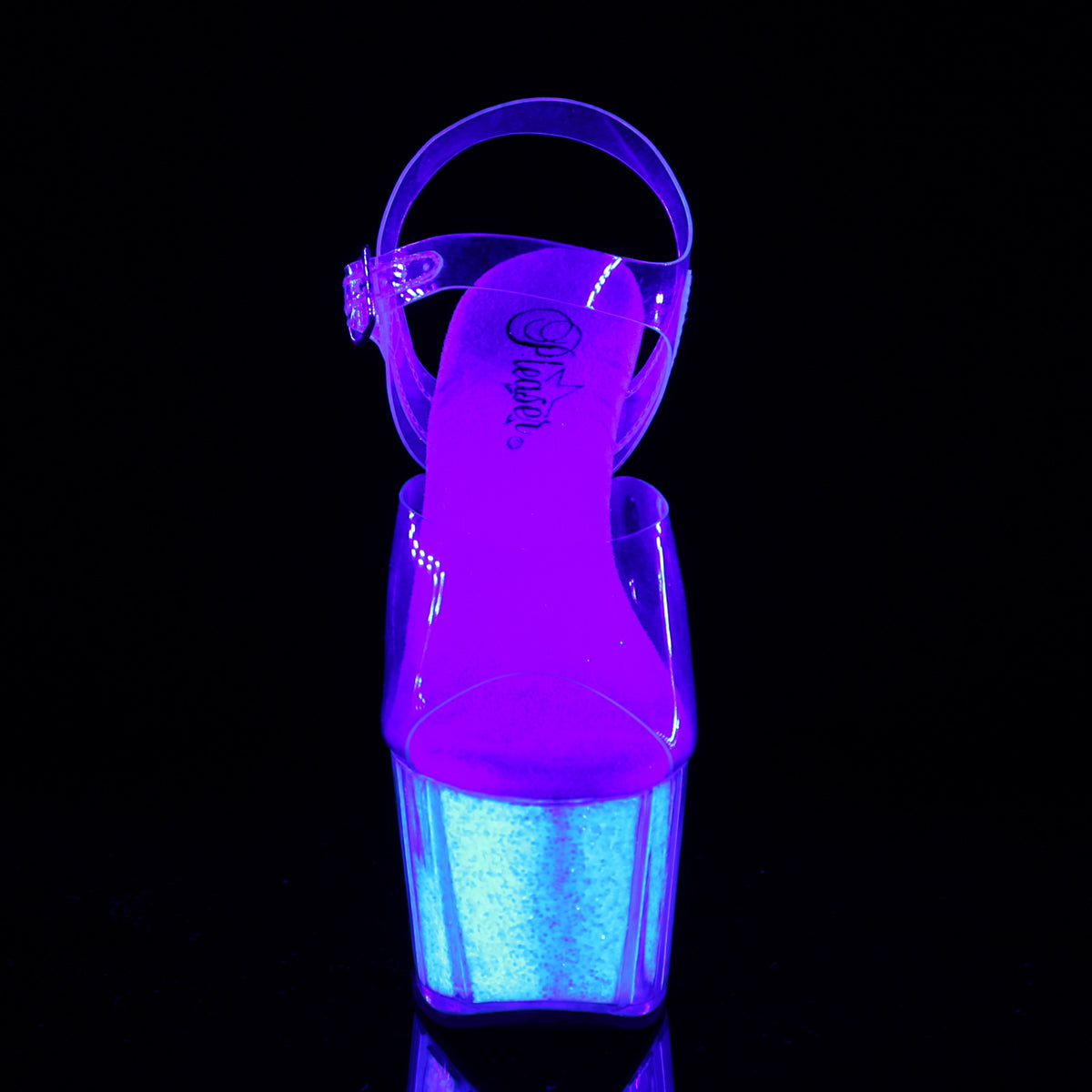 Pleaser Womens Sandals ADORE-708UVG Clr/Neon Opal Glitter