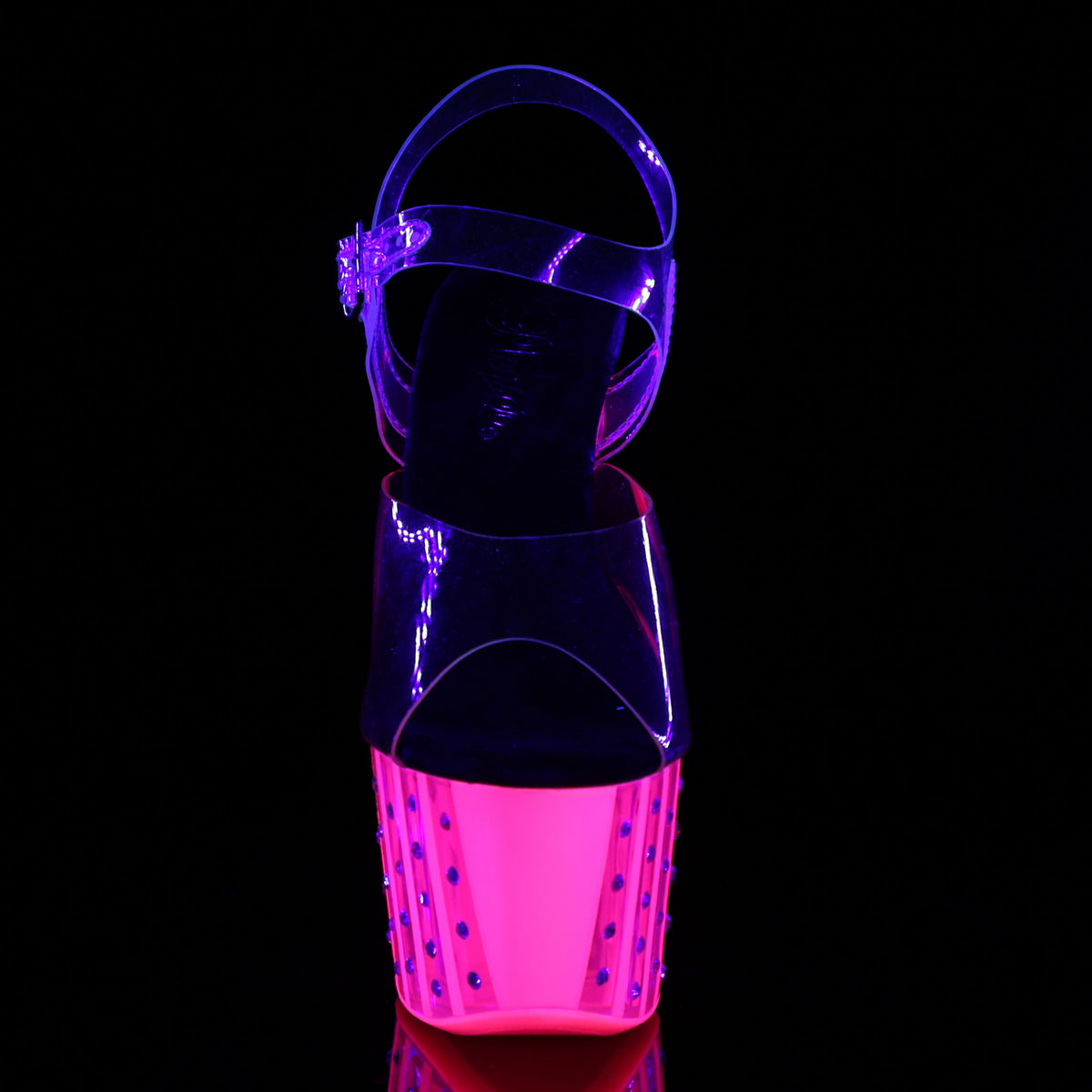 Pleaser Womens Sandals ADORE-708VLRS Clr/Neon H. Pink