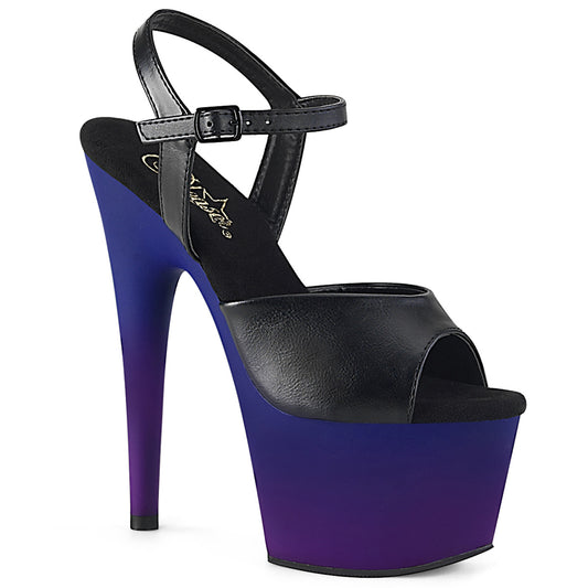Pleaser Sandales pour femmes ADORE-709bp Blk Faux Cuir / Blue-Purple Ombre