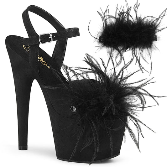 Pleaser Sandales pour femmes ADORE-709f BLK FAUX SUDE-PLASH / BLK FAUX SUDE