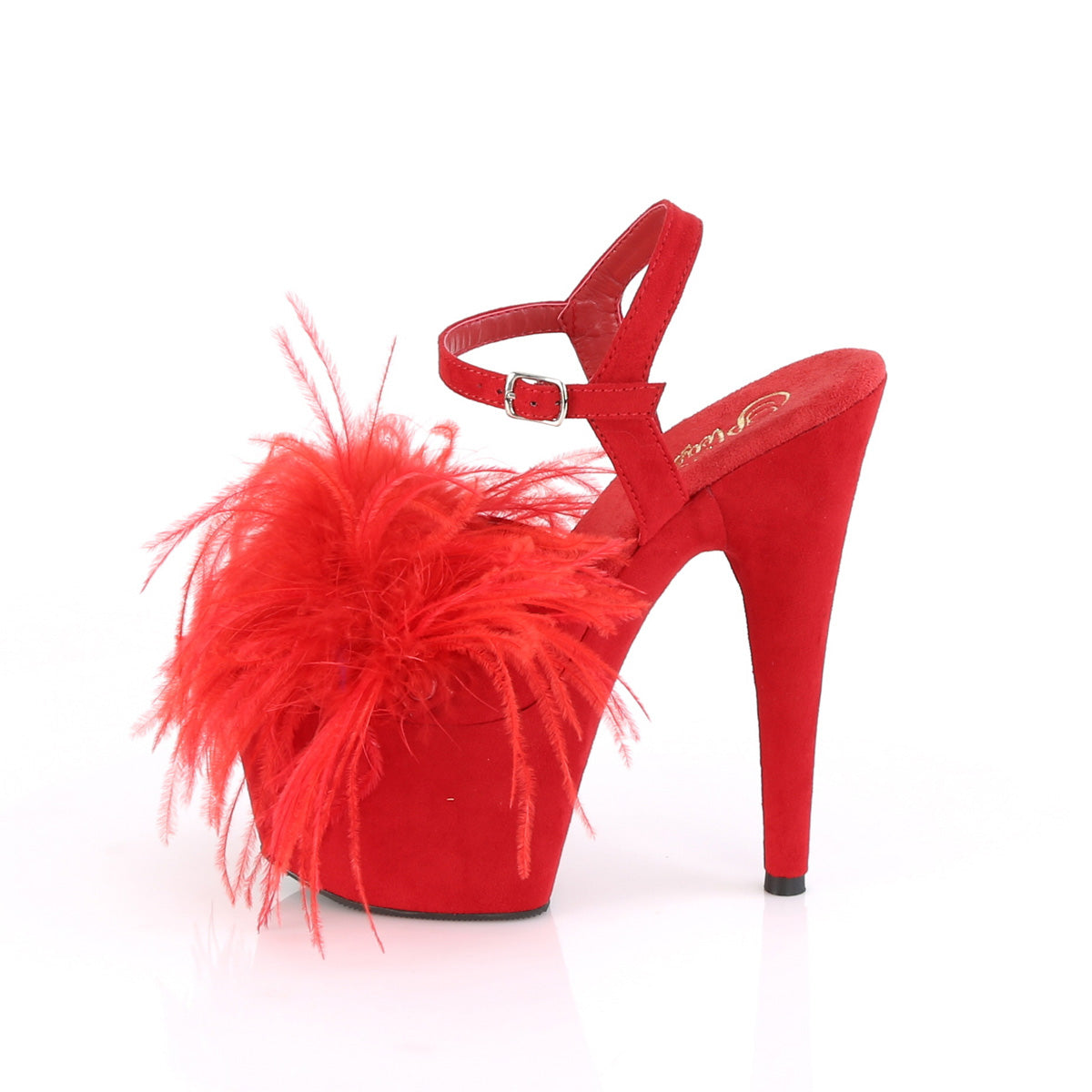 Pleaser Sandales pour femmes ADORE-709F rouge rouge suède-plume / daim fausse rouge