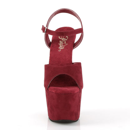Pleaser Womens Sandals ADORE-709FS Burgundy Faux Suede/Burgundy Faux Suede