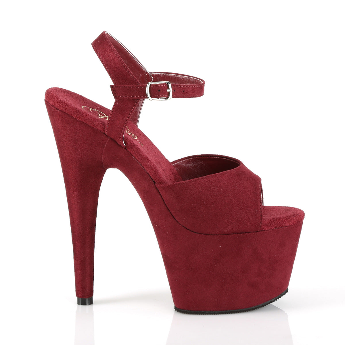 Pleaser Womens Sandals ADORE-709FS Burgundy Faux Suede/Burgundy Faux Suede