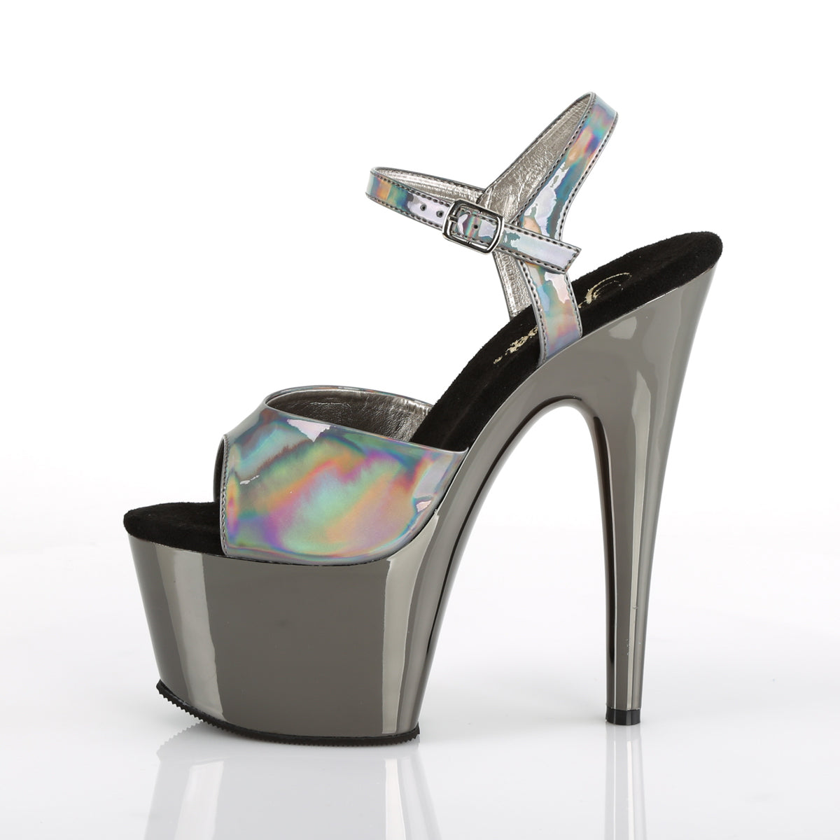 Pleaser Womens Sandals ADORE-709HGCH Pewter Hologram/Pewter Chrome