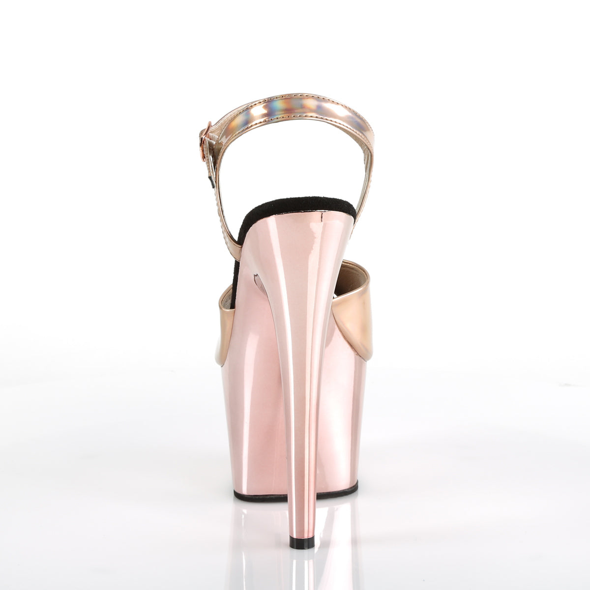 Pleaser Womens Sandals ADORE-709HGCH Rose Gold Hologram/Rose Gold Chrome