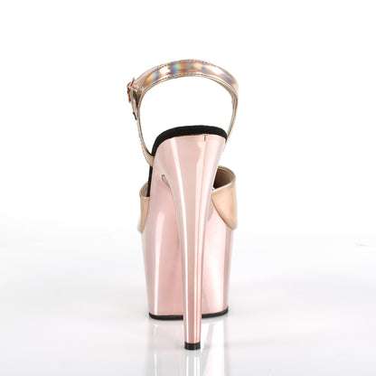 Pleaser Womens Sandals ADORE-709HGCH Rose Gold Hologram/Rose Gold Chrome