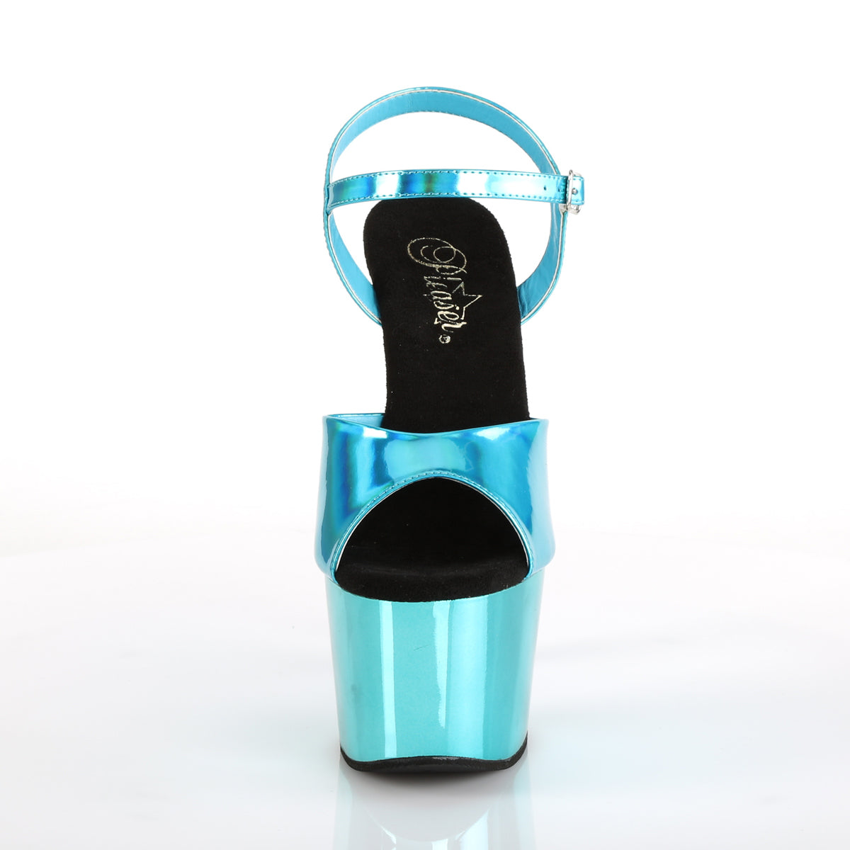 Pleaser Womens Sandals ADORE-709HGCH Turquoise Hologram/Turquoise Chrome