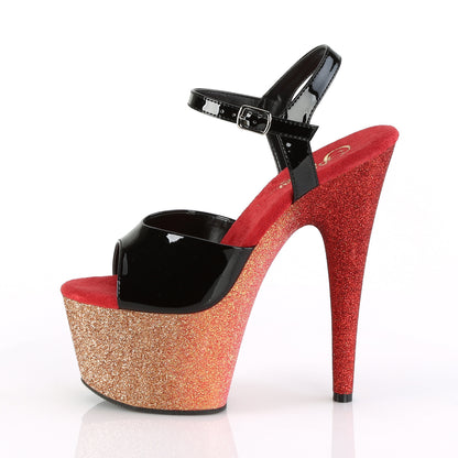 Pleaser Womens Sandals ADORE-709OMBRE Blk/Rose Gold-Red Ombre