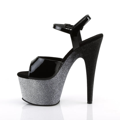 Pleaser Sandales pour femmes ADORE-709ombre BLK PAT / SLV-BLK OMBRE