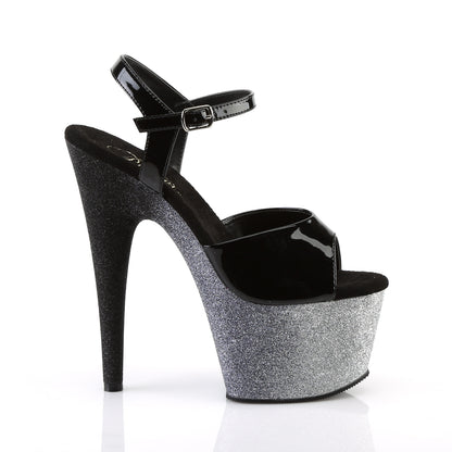 Pleaser Sandales pour femmes ADORE-709ombre BLK PAT / SLV-BLK OMBRE