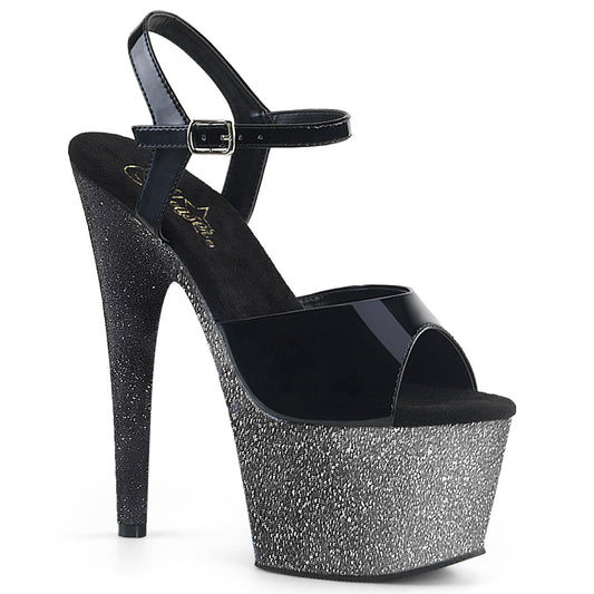 Pleaser Sandales pour femmes ADORE-709ombre BLK PAT / SLV-BLK OMBRE