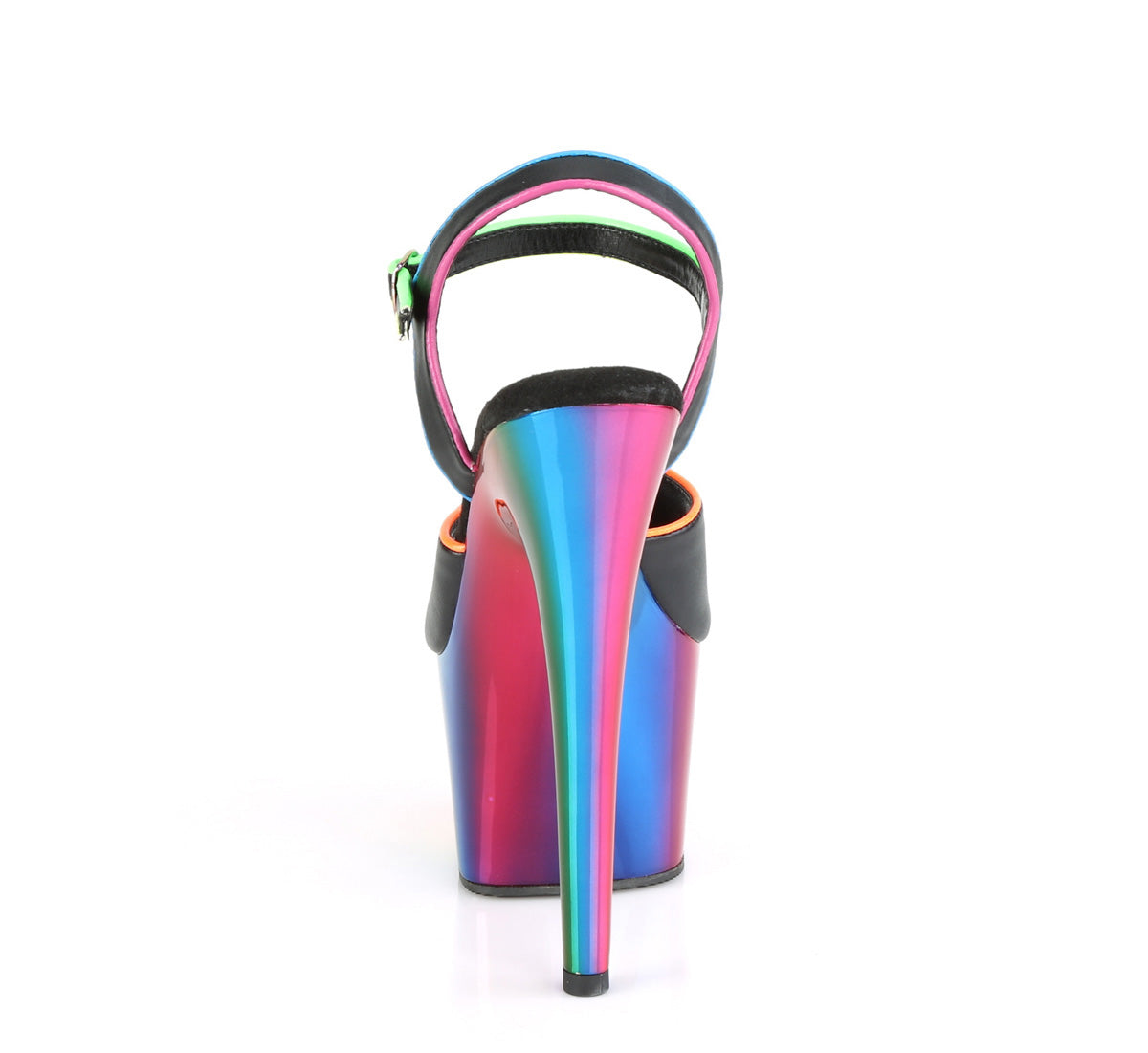 Pleaser Sandales pour femmes ADORE-709rc-02 Cuir en faux BLK /Rainbow Chrome