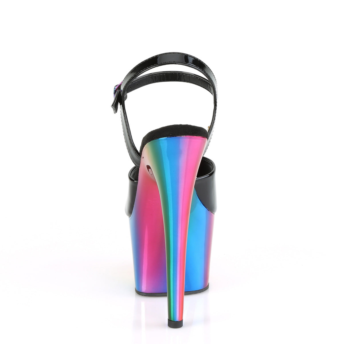 Pleaser Womens Sandals ADORE-709RC Blk Pat/Rainbow Chrome