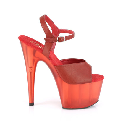 Pleaser Womens Sandals ADORE-709T Red Faux Leather/Frosted Red