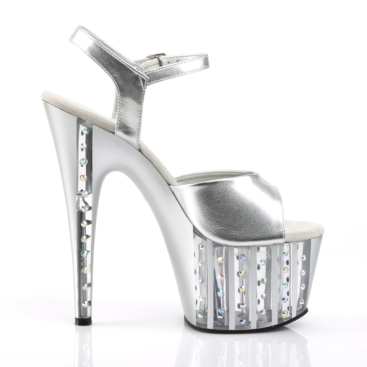 Pleaser Womens Sandals ADORE-709VLRS Slv Pu/Slv