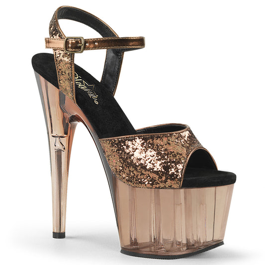Pleaser Womens Sandals ADORE-710GT Bronze Glitter/Bronze Tinted