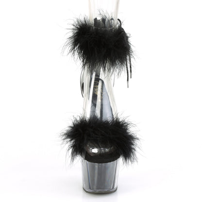 Pleaser Sandales pour femmes ADORE-724f CLR-BLK FUR / BLK FUR