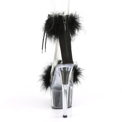 Pleaser Sandales pour femmes ADORE-724f CLR-BLK FUR / BLK FUR