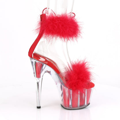 Pleaser Womens Sandals ADORE-724F Clr-Red Fur/Red Fur