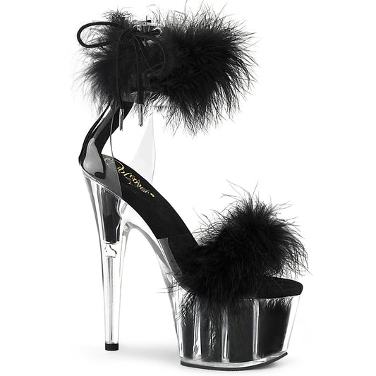Pleaser Sandales pour femmes ADORE-724f CLR-BLK FUR / BLK FUR
