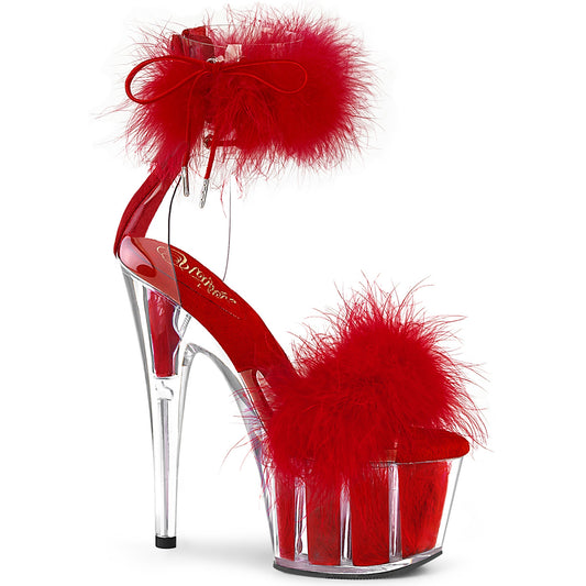 Pleaser Sandales pour femmes ADORE-724fr-rouge CLR-ROUGE / Fourrure rouge